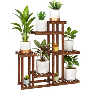 Wood Indoor Plant Stand for Multiple Plants , Narrow Plant Shelf Floor Flower Stand Holder Rack in Living Room,Balcony,Patio,Garden,Office,Outdoor, 6 Tiered, Space Saver