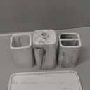 ZCCZ Bathroom Accessory Sets, 4 Pieces Bathroom Accessories Complete Set Vanity Countertop Accessory Set with Marble Look, Includes Lotion Dispenser Soap Pump, Tumbler, Toothbrush Holder and Tray (White Marble Look)