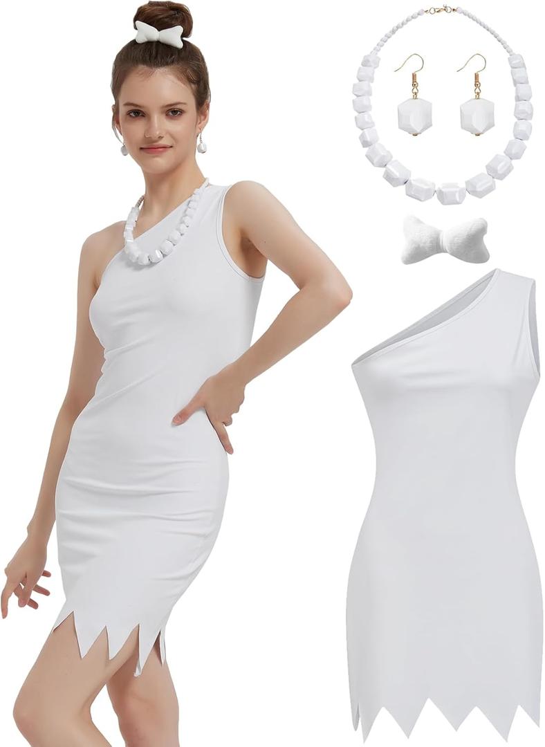 KaKaxi Sexy Halloween Costumes for Women Cave Caveman Costume Adult Couples Family Dress with Necklace Accessories (Small)