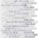 LONGKING 10-Sheet Self-Adhesive Peel and Stick Backsplash for Kitchen, Vinyl Decorative Tiles (Light Gray)