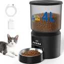 Automatic Cat Feeders, 4L Timed Cat Dry Food Dispenser Auto Pet Feeder for Cats and Small Dogs Dual Power Supply 9 Meals Programmable 1-15 Portion Per Day with Stainless Bowl Easy Clean (Black-Basic Edition)