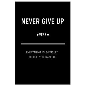 Inspirational Canvas Wall Art Motivational Never Give Up Painting Success Picture Poster Positive Motto Office Quotes Print Artwork for Living Room Workplace Stretched