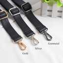 BEAULEGAN Purse Strap Replacement - Full Grain Microfiber Leather - 59 Inch Long Adjustable for Crossbody Shoulder Bag - 0.7 Inch Wide, Black/Gold