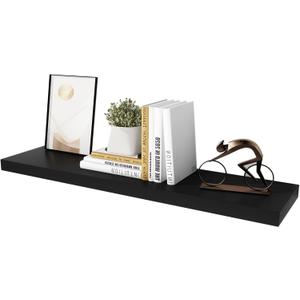 WELLAND 12" Deep Black Floating Shelves, Floating Wall Shelf, 47.24" L x 11.81" D x 2" T, Deeper Than Others, Black