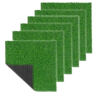 Artificial Grass Mat 12x12 Inch,Fake Grass Turf Patch,Synthetic Grass Indoor Outdoor,Patio Grass Tiles Realistic Grass Rug with Drainage Hole for Table Decoration, 17 pcs