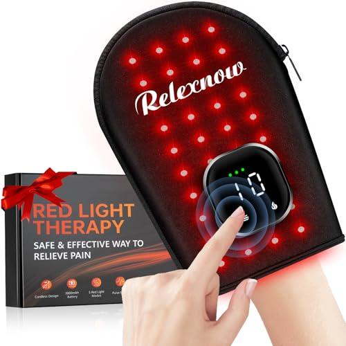 Cordless Red Light Therapy for Hand Pain Relief with 660nm Red 850nm Infrared Light, Dual-Sided 80 Beads Near Infrared Light Therapy Glove for Hand Fingers Wrist Joint Pain Relief
