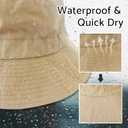 PFFY Quick Dry Waterproof Packable Bucket Hat for Women Men Outdoor Sun Hats with Detachable Chin Strap (Black)