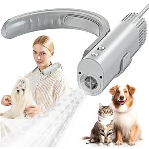 Cat and Dog Universal Pet Hair Dryer 200 Million Negative Ions, Low Noise Hands-Free Neck Hanging Hair Dryer with Automatic Cleaning, Speed and Temperature Adjustment, for Home/Pet Shop Use