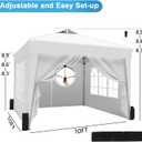 SANWAY 10x10 Pop Up Canopy Tent with Sidewalls x 4 Easy Setup Canopy Tent, Waterproof, UV-Resistant, Portable with Carry Bag for Outdoor Events, Camping, and Backyard Parties White