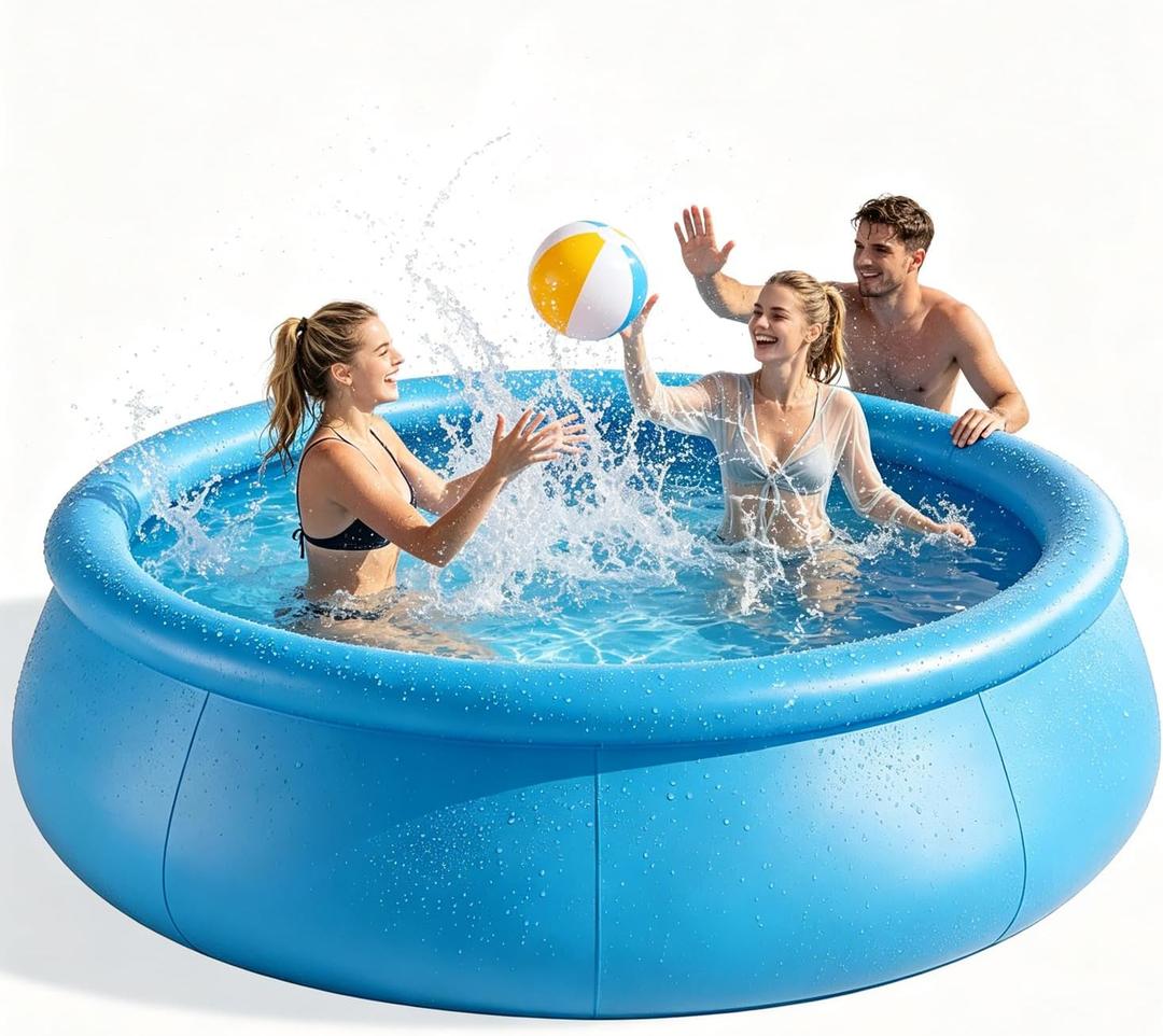 10FTx30In Inflatable Swimming Pool, Large Family Summer Pool for Garden/Lawn, Reusable Water Pool for Backyard Water Fun