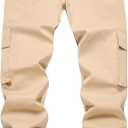 Mens Casual Cargo Joggers Pants Elastic Waist Slim Fit Stretch Chino Work Pants Twill Track Sweatpants Trousers (Black)