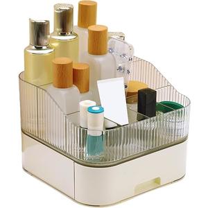 VOCOSTE 1 Set Makeup Organizer with Stackable Drawer, 7 Grids Makeup Organizer for Countertop Vanity, Skincare Organizers Cosmetic Display Cases, Clear White VOCOSTE 1 Set Makeup Organizer with Stackable Drawer, 7 Grids Makeup Organizer for Countertop Vanity, Skincare Organizers Cosmetic Display Cases, Clear White