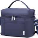 NOL Natural Organic Lifestyle Small Insulated Lunch Bags for Women Cooler Bag Lightweight Nylon Waterproof Lunch Box For Work (Small, Navy blue)