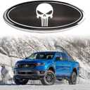 Front Grille Rear Tailgate Skull Emblem - 9" Oval Badge Name Plate Fit for 2004-2014 F150, 2005-2007 F250 F350, 11-16 Explorer, 11-14 Edge, 06-11 Range, 07-14 Expedition(Black)