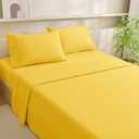 MCO Cooling Queen Sheets Set, Rayon Derived from Bamboo Sheets, Luxury & Silky Bedding Set with 16" Deep Pocket (Queen, Yellow)
