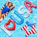 6 Pcs 20" Inflatable 4th of July Pool Floats, Patriotic USA Pool Floats Decoration, Red White and Blue Floating Star Letter for 250 Years Memorial Day, Swim Toy for Independence Day Summer Beach Party