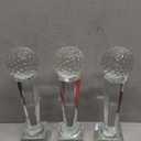 Meooeck 3 Pcs Crystal Glass Trophy with Gift Box 9.1 x 2.8 Inch Champion Award Austerity Paperweight for Desktop Large Table Decor for Tournaments Sports Competitions Parties Adults