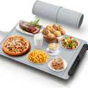 Warming Mat for Food Warmer Pad: 24"X16" Adjustable Foldable Silicone Electric Warming Tray for Buffets Party - Fast Heating Portable Hot Plates for Countertop Kitchen Travel Home Gifts Silver Gray