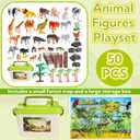 50 Pieces Farm Animal Figurines, Realistic Plastic Wild Animal Model Ornaments with Storage Box, Animals Themed Party Supplies Cake Topper, Including Pig, Horse, Cow, Sheep