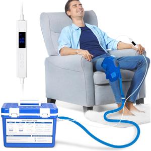 Cold Therapy Machine, Ice Machine System for Knee After Surgery, Cryotherapy Machine with Digital Timer and Ajustable Flow Speed, Knee Replacement Recovery Equipment for Pain Relief
