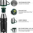 Vacuum Insulated Water Bottle Thermo Water Flask with Cup 680ml/23oz Stainless Steel Thermal Water Bottles Thermo for Hot and Cold Drinks Coffee Water(Black,Single)