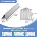 Stainless Steel 7524 7528 Grill Grates with 7620 7621 Flavorizer Bars 65505 Heat Deflectors and 62752 Burner for Weber Genesis Grill Parts 300 Series E310 E320 E330 S310 S320 S330