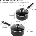 Nonstick Saucepan Set - 2 Quart and 3 Quart,Ultra Non Stick Sauce Pan Small Pot with Glass Lid,Great for Home Kitchen Restaurant,Black