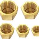 Brass Flare Cap Assortment Kits, SAE 45 Degree Flared Tube Fitting for 1/4" 5/16" 3/8" 1/2" 5/8" Tube OD, 5pcs Kit