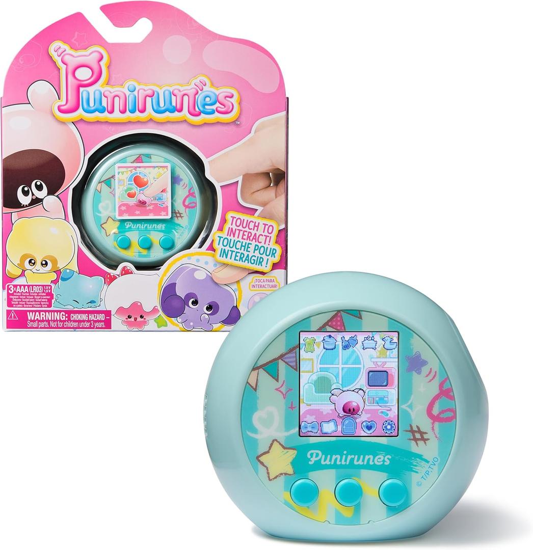 Punirunes, Interactive Digital Toy with 55 Squishy Characters Inside, Reacts to Touch, Color Display, Kids Toys for Ages 5 and up