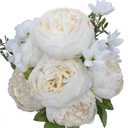 Duovlo Artificial Peony Silk Flowers Fake Flowers Vintage Wedding Home Decoration,Pack of 1 (Spring Milk White)