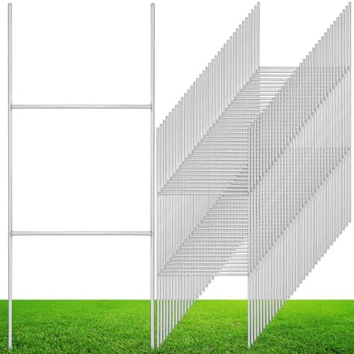 Zonon 60 Pcs H Stakes for Yard Signs 16.5'' x 7'' Heavy Duty Metal H Frame Wire Stakes Weatherproof Metal Holder for 4mm 5mm Corrugated Signs Guidepost Yard Decoration