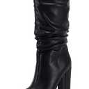 Syktkmx Womens Mid Calf Dress Boots Slouchy Pointed Toe Fall Winter Chunky Block High Heel Slip on Boots, 7