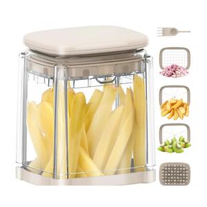 French Fry Cutter, Solucky Potato Onion Cutter, Professional Homestyle Vegetable Chopper Dicer, Great for Potatoes Carrots Cucumbers Zucchini Pepper (Apricot Pink)