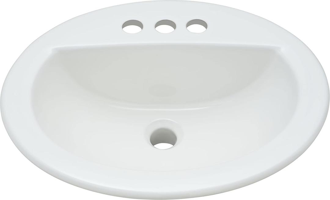 PROFLO PF19164 Rockaway 19" Oval Vitreous China Drop In Bathroom Sink with Overflow and 3 Faucet Holes at 4" Centers - White
