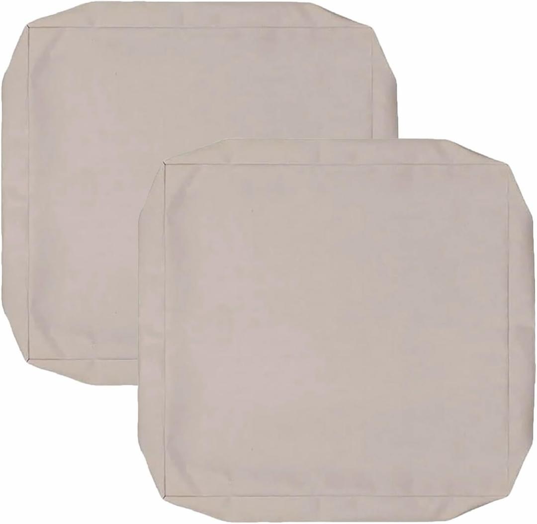 Oslimea Outdoor Cushion Covers Replacement 18x18x2 Waterproof Patio Furniture Cushion Seat Cover 2 Pack Removable Chair Pads Cover for Deep Seat Back Cushion, Tan