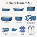 Umite Chef Pots and Pans Set Non Stick, 21 pcs Ceramic Cookware Set with Detachable Handles, Healthy Induction Cookware Oven Safe RV Kitchen Cooking Set with Utensils, PFAS PFOA & PTFE Free, Navy, Large