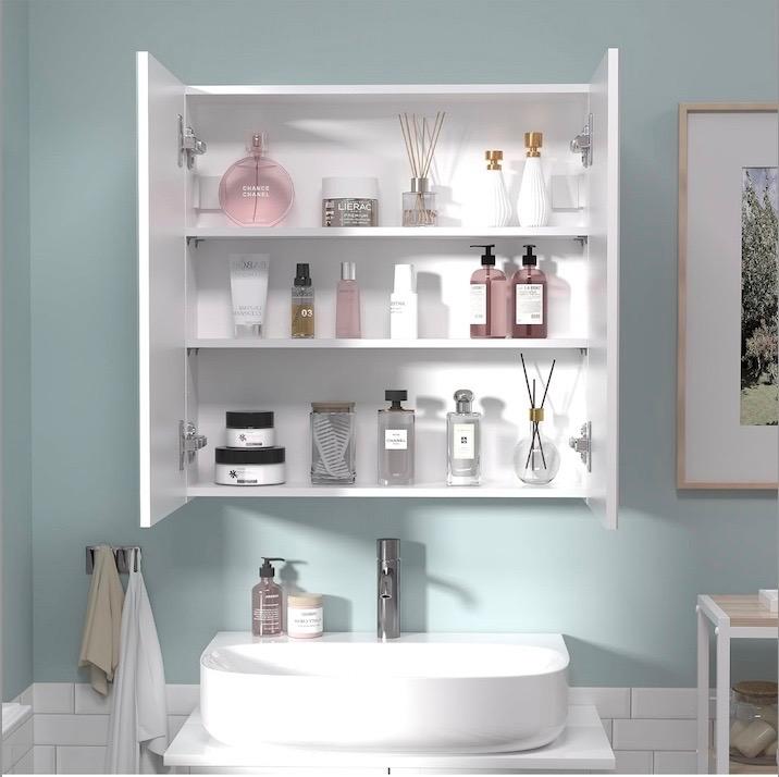 24x32 Bathroom Wall Cabinet, Over The Toilet Space Saver Storage Cabinet, Medicine Cabinet with 2 Door and Adjustable Shelves（Assembly Required）