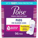 Poise Incontinence & Postpartum Pads for Bladder Leaks, 5 Drop Maximum Absorbency, Regular Length, 96 Count, Packaging May Vary