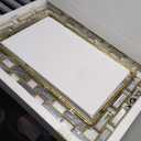 Gold Bathroom Mirror, 28x20 Inch Wall Mirror Decorative Venetian Rectangle Metal Frame Design for Living Room Bedroom Bathroom Entryway