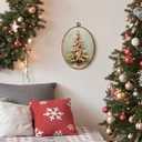 Lengues Christmas Tree Winter Oval Wall Art Decor, Christmas Gifts Oval Wall Decor, Vintage Winter Canvas Framed Art Prints, Holiday Xmas Tree Hanging Frame for Home Room 8.5x11.5 Inch