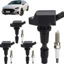 Ignition Coil Pack & Iridium Spark Plug Set Compatible with Hyundai Sonata 2015-2019, Santa Fe 2017-2020, Tucson 2016-2021, Kia Optima 2016-2020, Sorento 2.0L 2.4L, UF764 & 93175 Replacement