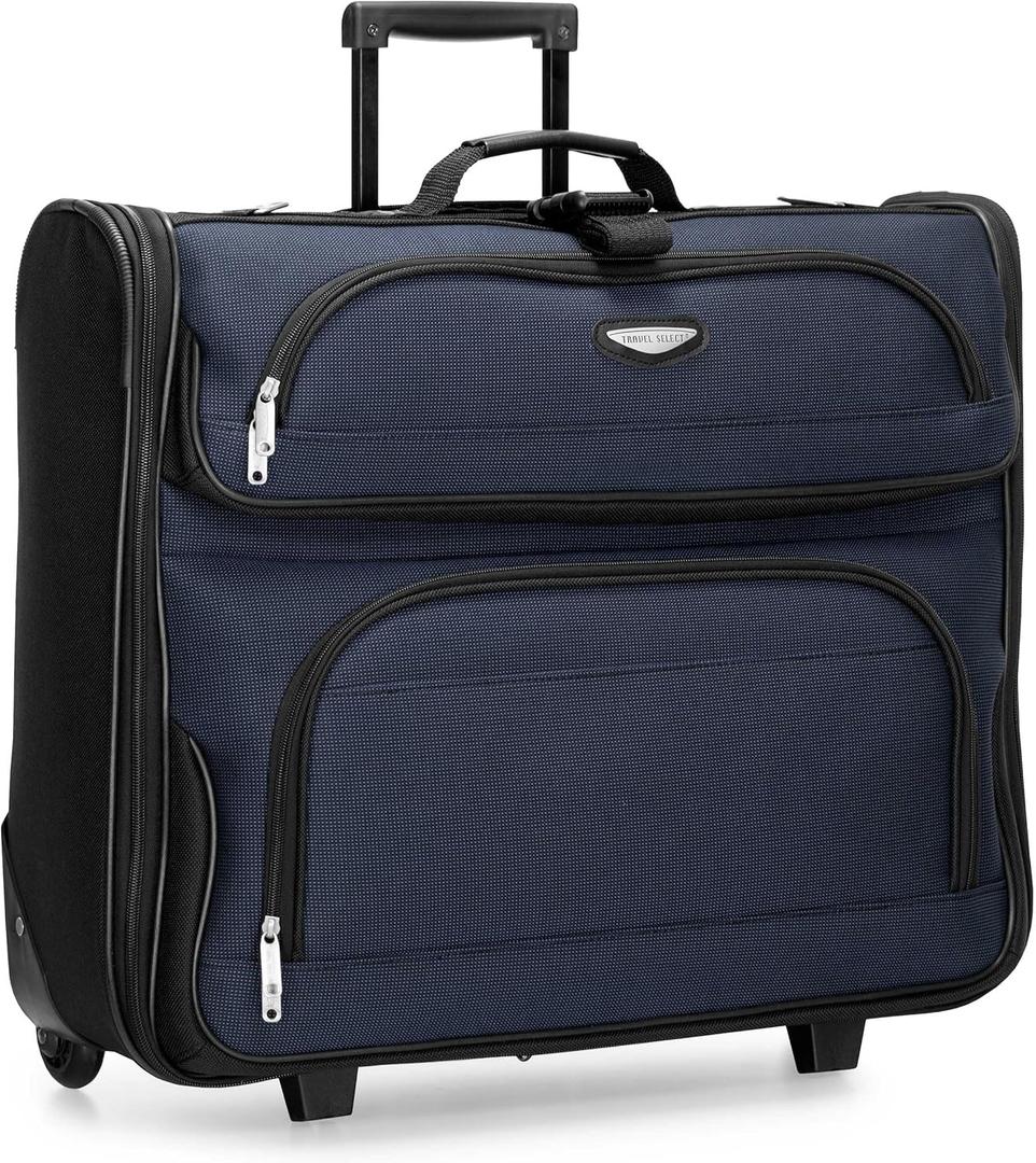 Travel Select Amsterdam Business Rolling Garment Bag, Softside Expandable Rolling 2-Wheeled Suit Carrier, Navy, One Size