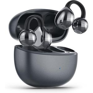 Open Ear Earbuds, Air Conduction Headphones Wireless Earbuds Bluetooth 5.4, Clip on Headphones with Mic 42H Playtime, Over Ear Earphones Comfortable for Sports, Running, Workouts and Glasses Wearers
