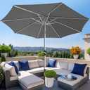 Wikiwiki 9 FT Aluminum Outdoor Patio Umbrella, 5-YEAR Fade-Resistant Outdoor Market Table Umbrella with Push Button Tilt, for Pool, Deck, Garden and Lawn, Grey