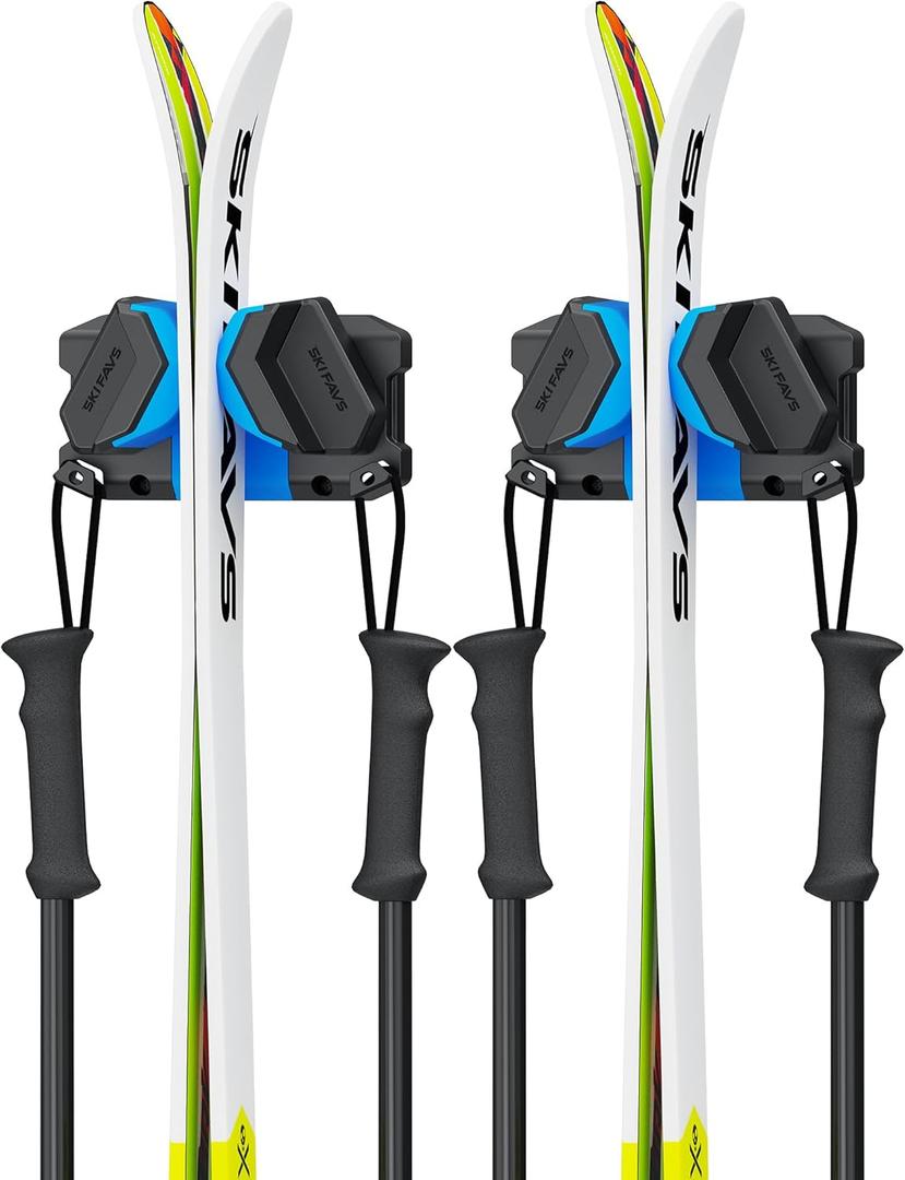 Ski & Snowboard Wall Rack, Ski Wall Mount & Ski Rack Wall Mount for Garage Space-Saving, Winter Gear Organizer, Fits Any Ski or Snowboard, Nonslip Ski Holders, Garage Organization, 2 Pack