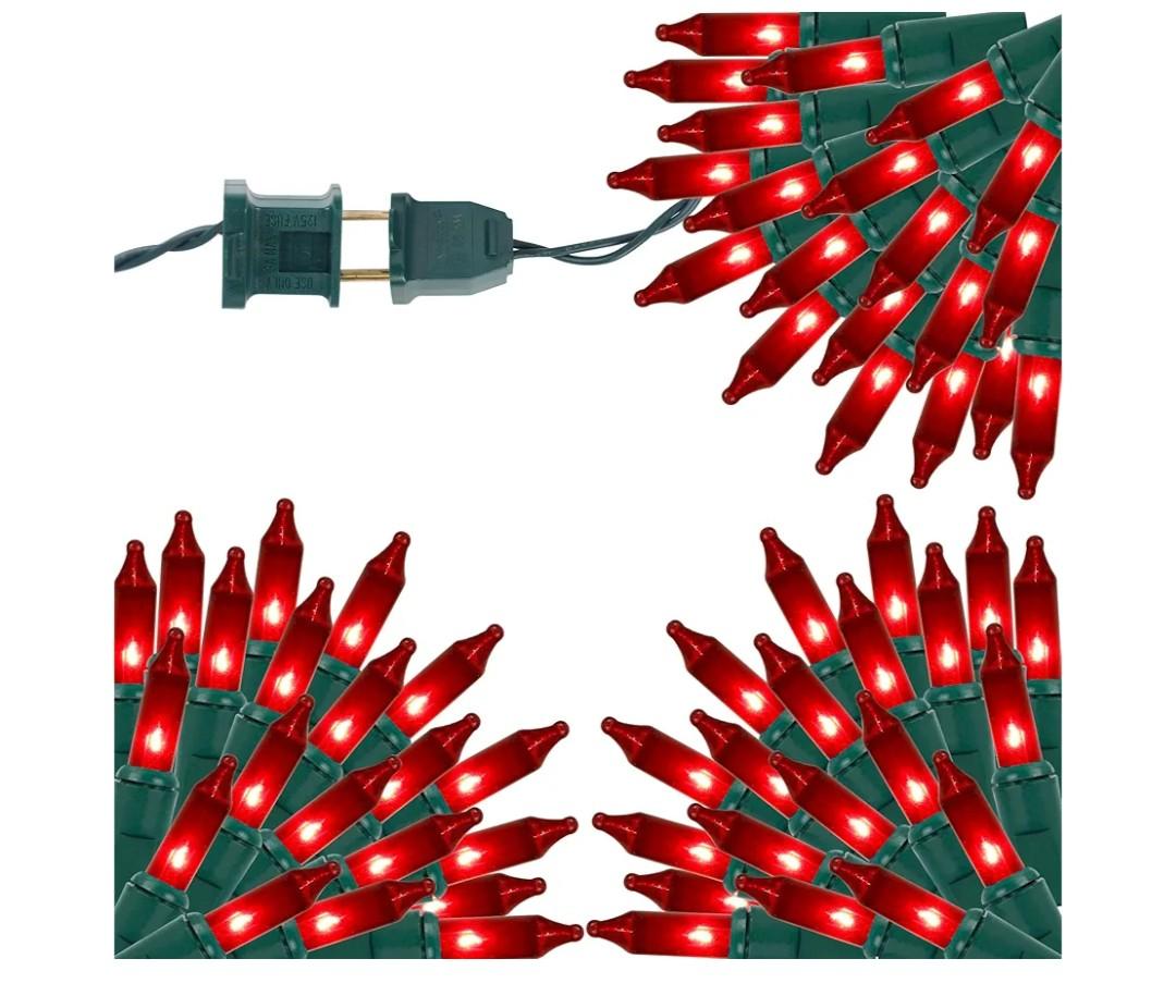 3 Sets Valentines Lights, 150 Count 33 FT Each Mini String Lights, Green Wire Fairy Light, 120V UL Certified Connectable Christmas Tree Light for Holiday Winter Patio Party Outdoor Decor, Red