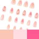 9 x 24 Pcs Blush Press on Nails Short Almond Nail Tips,YEFIUO Acrylic Nail Kit Irregular Gilded Texture Fake Nails Press ons Glue on Nails Full Cover Reusable False Nails Strong Jelly Glue Tool for Ma'am, Mix