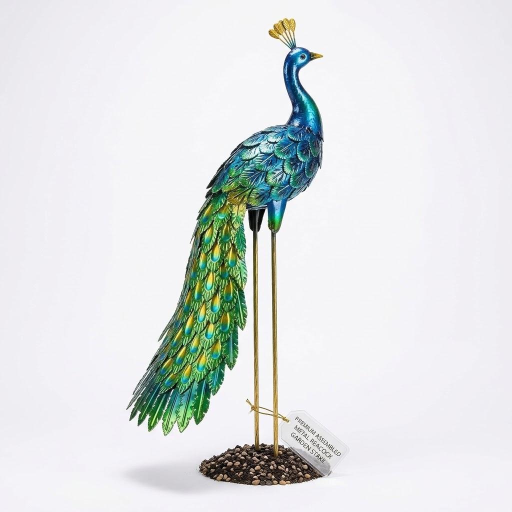 Solar Metal Peacock Garden Stake Light – Outdoor Decorative Peacock Statue for Lawn, Patio, and Backyard Decoration, 28inches