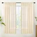YoungsTex Linen Semi Sheer Curtains 63 Inch Length - Light Filtering Drapes with Back Tab Rod Pocket Lightweight for Living Room Window, Chamapgne, 2 Panels, 52 X 63 Inch (Champagne)