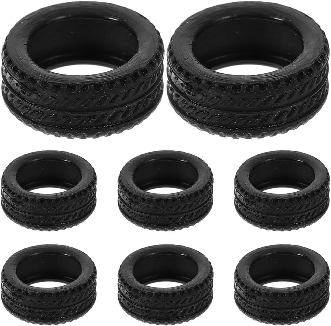 8pcs 1:64 Scale Rc Car Rubber Tire, Replacement Tires for Miniature Cars, Easy to Install, Black, 0.43 * 0.43 * 0.19inch, for DIY Model Car Accessories